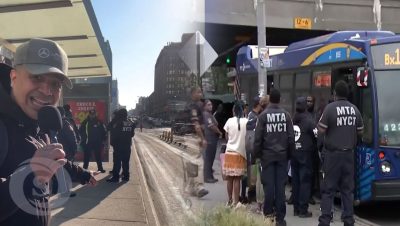 Los pasajeros de los autobuses en la ciudad de Nueva York