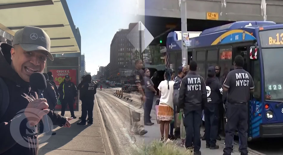 Los pasajeros de los autobuses en la ciudad de Nueva York